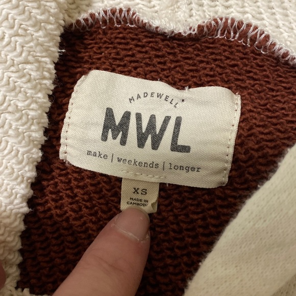 Madewell MWL airyterry hoodie sweatshirt crop colorblock XS - Picture 6 of 7